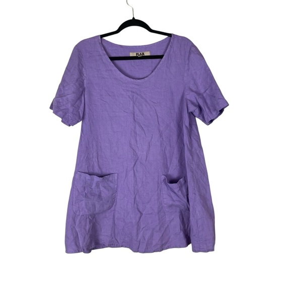 Flax 100% Linen Purple Tunic Top Women’s Size Small Made in Lithuania - Picture 1 of 6